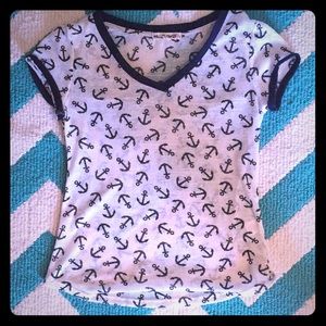 Sheer see-through shirt with anchors (navy, white)